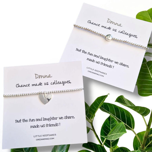 Personalised Chance made us Colleagues Friendship Gift | Leaving Gift | Retirement Gift | Work Friend I Silver Plated Charm Bracelet JU980