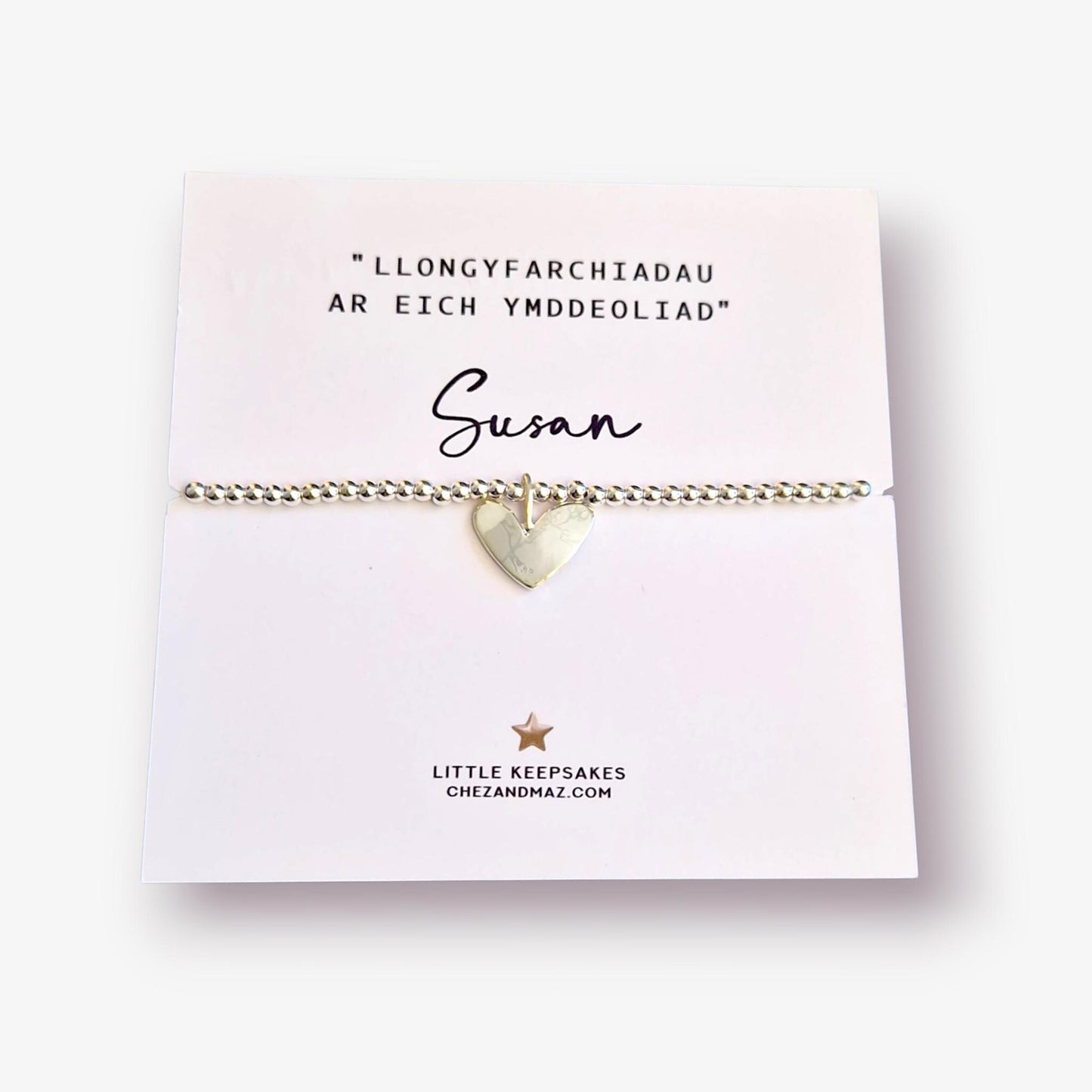 Retirement Gift in Welsh – Silver-Plated Bracelet – Llongyfarchiadau for Colleague or Loved One - Personalised Retirement Bracelet