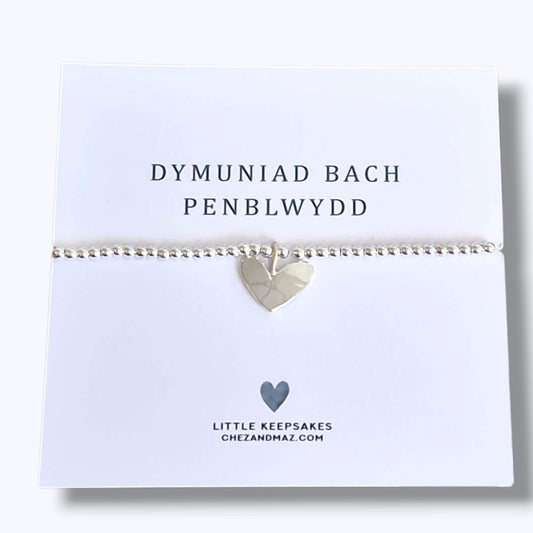 Dymuniad Bach Penblwydd – Welsh Birthday Gift – Handmade Silver Plated Bracelet - Happy Birthday - Celtic Gift - Heart Charm - rt234