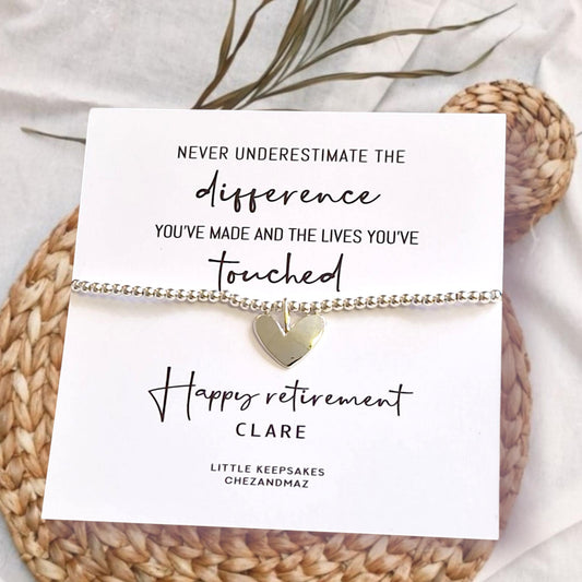 Never Underestimate the Lives You've Touched | Uplifting Motivational Keepsake | Personalised Retirement Bracelet I Charm Bracelet RT100
