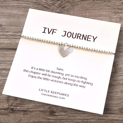 IVF Bracelet Gift Personalised | IVF Gift | Fertility Journey Bracelet I Silver Plated Bracelet & Heart Charm - IVF I Trying for a baby I z1