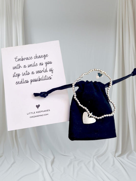Embrace chance with a smile | Empowering Gift | Silver Stacker Bracelet I Encouragement I Thinking of you I Friend I Quote
