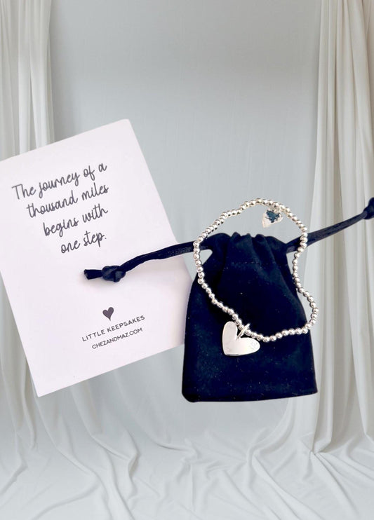 The journey of a thousand miles begins with one step | Empowering Gift | Silver Bracelet I Encouragement I Thinking of you I Friend I Quote
