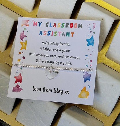 Personalised Classroom Assistant, Learning Support Assistant, Thank You Bracelet, LSA,  Silver Bracelet, Appreciation-End of Year Gift
