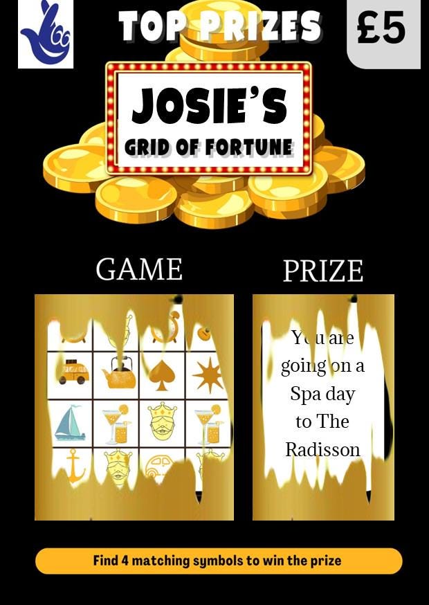 Grid of Fortune Personalised Scratchcard, Scratch to Reveal Voucher, Surprise Reveal Fun Gift Scratch to Win Lucky Ticket - Holiday - Sc233