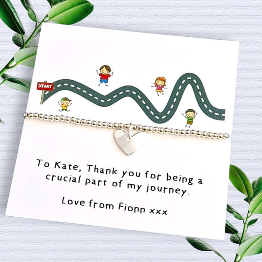 Thank You Gift Teacher I Crucial Part of my journey I Nursery Teacher | TA | Silver Beaded Bracelet | Gifts For Teachers | Charm Bracelet
