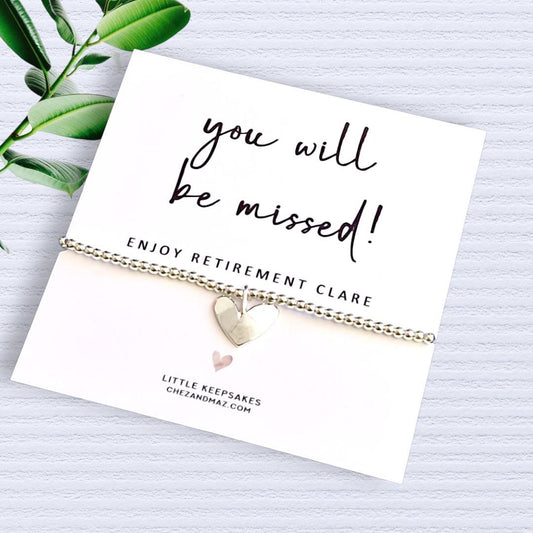 Personalised You Will Be Missed Silver Plated Bracelet | Retirement I Retiring |Congratulations I Leaving Gift I Charm Bracelet