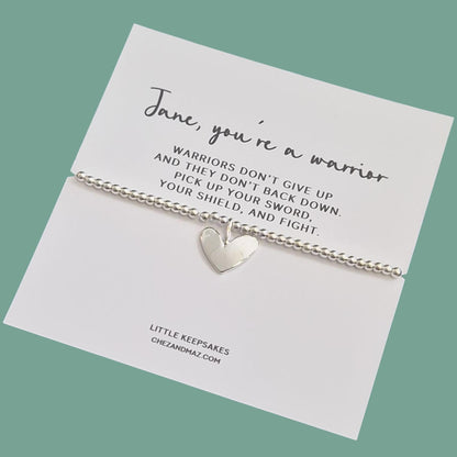 You're a Warrior Bracelet, Don't give up, Supportive Gift Women, Cancer Support jewellery Strength, Encouragement Fighter, Personalised