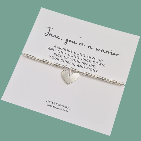 You're a Warrior Bracelet, Don't give up, Supportive Gift Women, Cancer Support jewellery Strength, Encouragement Fighter, Personalised
