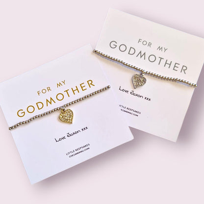 For My Godmother Bracelet, Personalised Godmother Gift | Custom Jewellery | Thank You Godmother Bracelet | Meaningful Keepsake I Christening