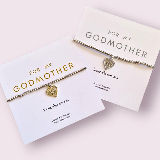 For My Godmother Bracelet, Personalised Godmother Gift | Custom Jewellery | Thank You Godmother Bracelet | Meaningful Keepsake I Christening