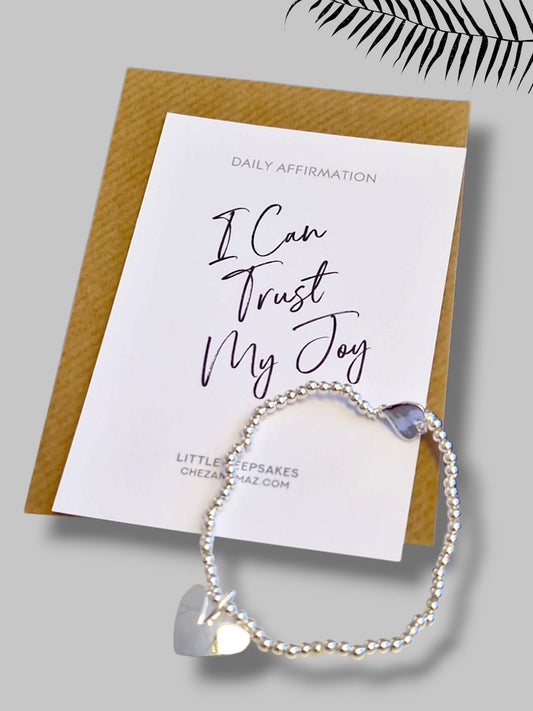 I Can Trust My Joy I Inspirational Reminder | Daily Affirmation I Silver Plated Bracelet | Friend Gift I Charm I Letterbox Gift |