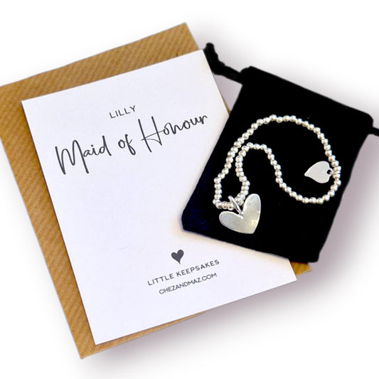 Silver-Plated Maid of Honour Bracelet - Wedding Gift Proposal- Elegant Wedding Party Jewellery Gift - Perfect for thank you gifts - keepsake