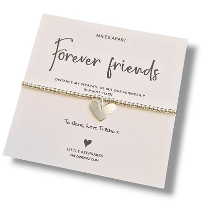 Miles Apart Forever Friends Bracelet | Silver Plated Jewellery | Thoughtful Gift for Best Friends | Long Distance Friendship | Keepsake