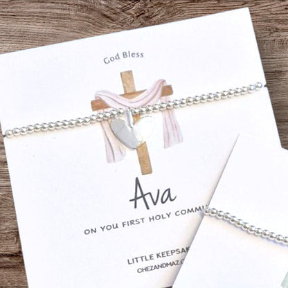 First Holy Communion Gift I Bracelet I Silver Plated I Personalised Gift for Communion I Gift for 1st Communion I Baptism I God Bless