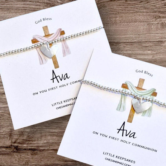 First Holy Communion Gift I Bracelet I Silver Plated I Personalised Gift for Communion I Gift for 1st Communion I Baptism I God Bless