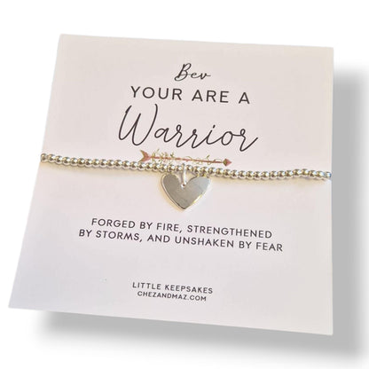 You are a Warrior Bracelet, Supportive Gift Women, Cancer Support jewellery Strength, Encouragement Fighter | Personalised |Forged by Fire