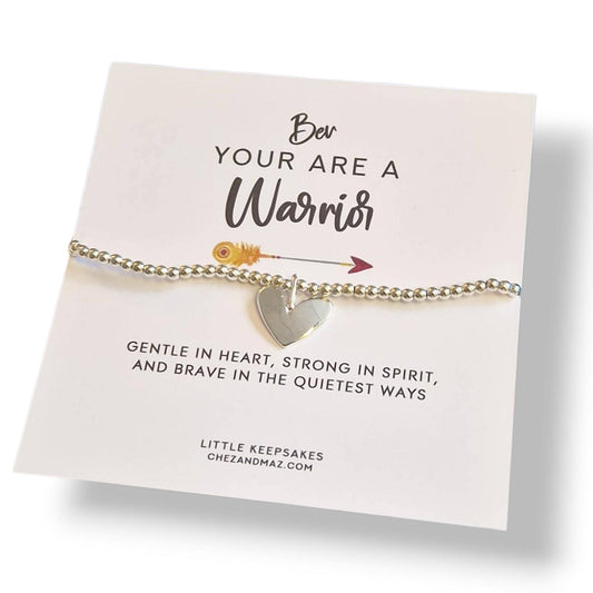 You are a Warrior Bracelet, Supportive Gift Women, Cancer Support Jewellery Strength, Encouragement Fighter | Personalised | Brave I Strong