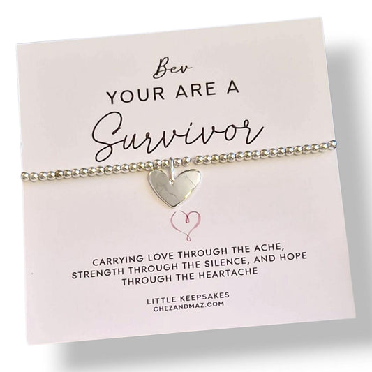 Survivor Silver Bracelet – Inspirational Jewelry, Gift for Her, Resilience Bracelet, Handcrafted Silver plated, Strength Token I Heartache