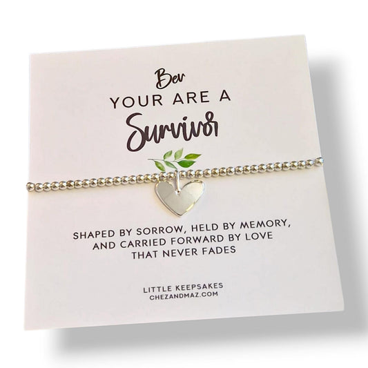 Survivor Silver Bracelet – Inspirational Jewelry, Gift for Her, Resilience Bracelet, HandcraftedStrength Shaped by Sorrow