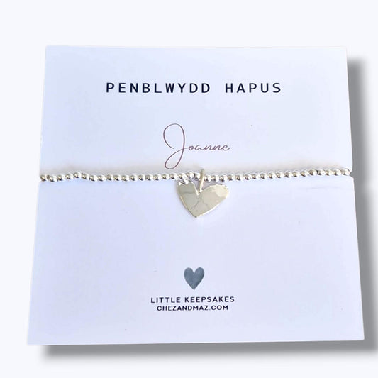 Penblwydd Hapus Bracelet – Happy Birthday Wish in Welsh – Handmade Silver Plated Bracelet - Happy Birthday - Celtic Gift - Heart - rt234