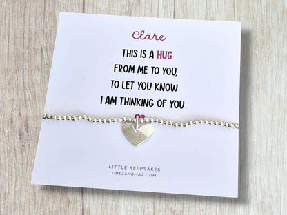 Personalised Hug I Thinking of you | I Friend Gift I Strength I Pick me up | Positive Friendship Gift | Silver Plated Charm Bracelet I Res1