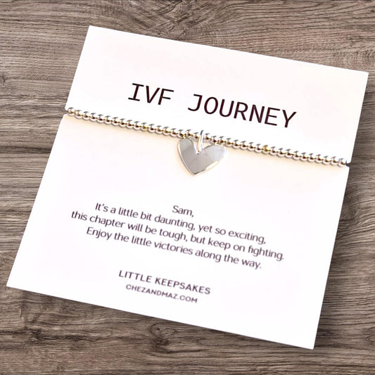 IVF Bracelet Gift Personalised | IVF Gift | Fertility Journey Bracelet I Silver Plated Bracelet & Heart Charm - IVF I Trying for a baby I z1