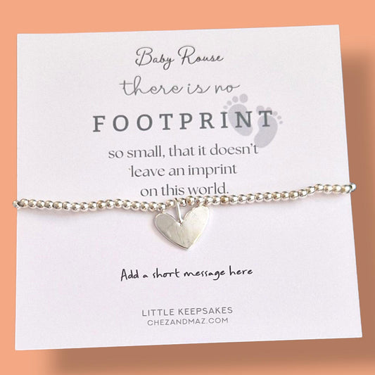 Personalised I Baby Loss Miscarriage I Thinking of you I Footprints I Stretch Beaded Bracelet I Loss of a child I Baby loss Gift FP7