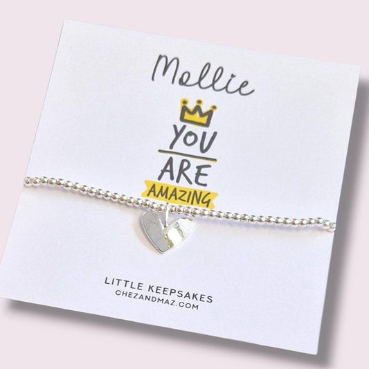 Silver You Are Amazing Bracelet – Encouragement Gift, Positive Quote Jewelelry for Women  Silver plated charm bracelet & silver heart charm
