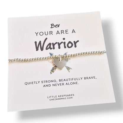 You are a Warrior Bracelet, Supportive Gift, Cancer Support Jewellery Strength, Encouragement Fighter | Personalised | Brave I Never alone