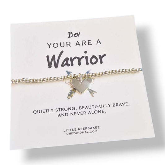 You are a Warrior Bracelet, Supportive Gift, Cancer Support Jewellery Strength, Encouragement Fighter | Personalised | Brave I Never alone