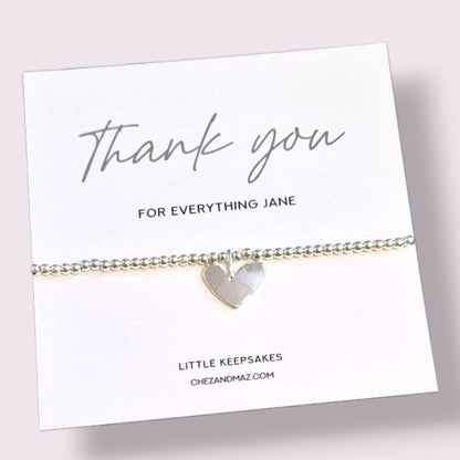 Personalised Thank you for everything | Friend I Colleague I Teacher I Mentor I FamilyI Silver Plated Charm Bracelet JU8