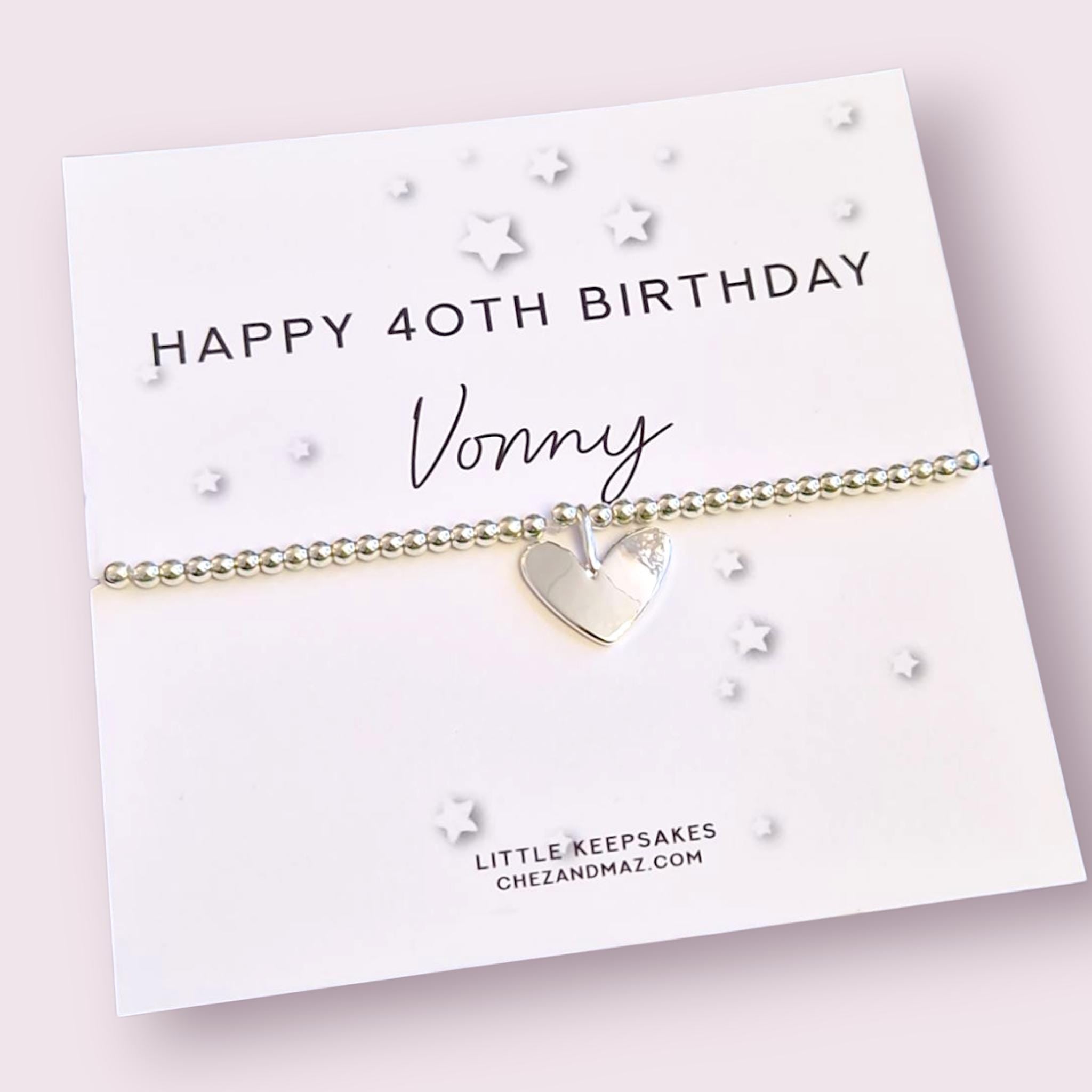 40th Birthday Silver Plated Bracelet – Elegant Gift for Her, Personalised Jewelry, Milestone Birthday Present,  Charm Bracelet for Women