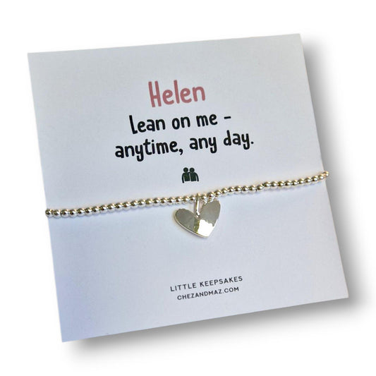 Lean on Me Anytime, Any Day Bracelet Personalised | Silver-Plated  | Friendship Gift | Support Quote Jewellery | Encouragement for Her
