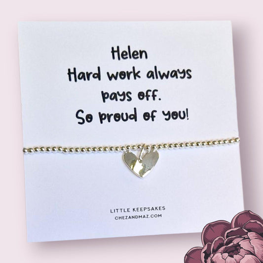 Hard Work Pays Off Bracelet | So Proud of You | Silver-Plated  | Graduation  | Motivational Quote Jewelelry | Success Bracelet -Personalised