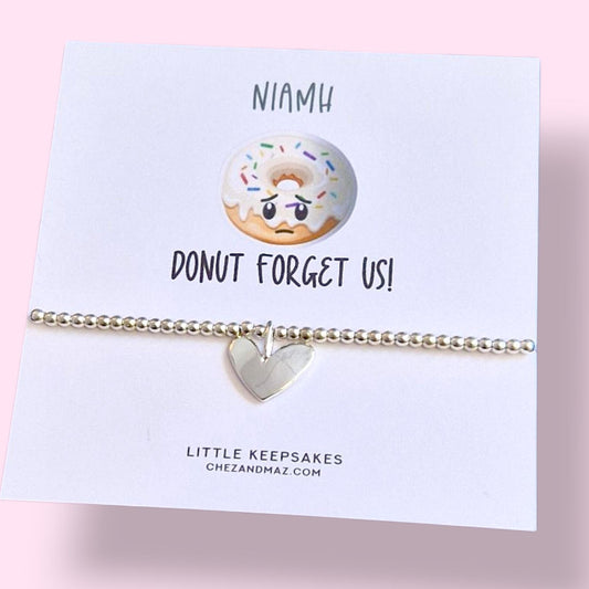 Donut Forget Us Silver-Plated Bracelet | Funny Farewell Gift | Leaving Gift for Teacher I Coworker, Friend | Personalised Goodbye Jewellery
