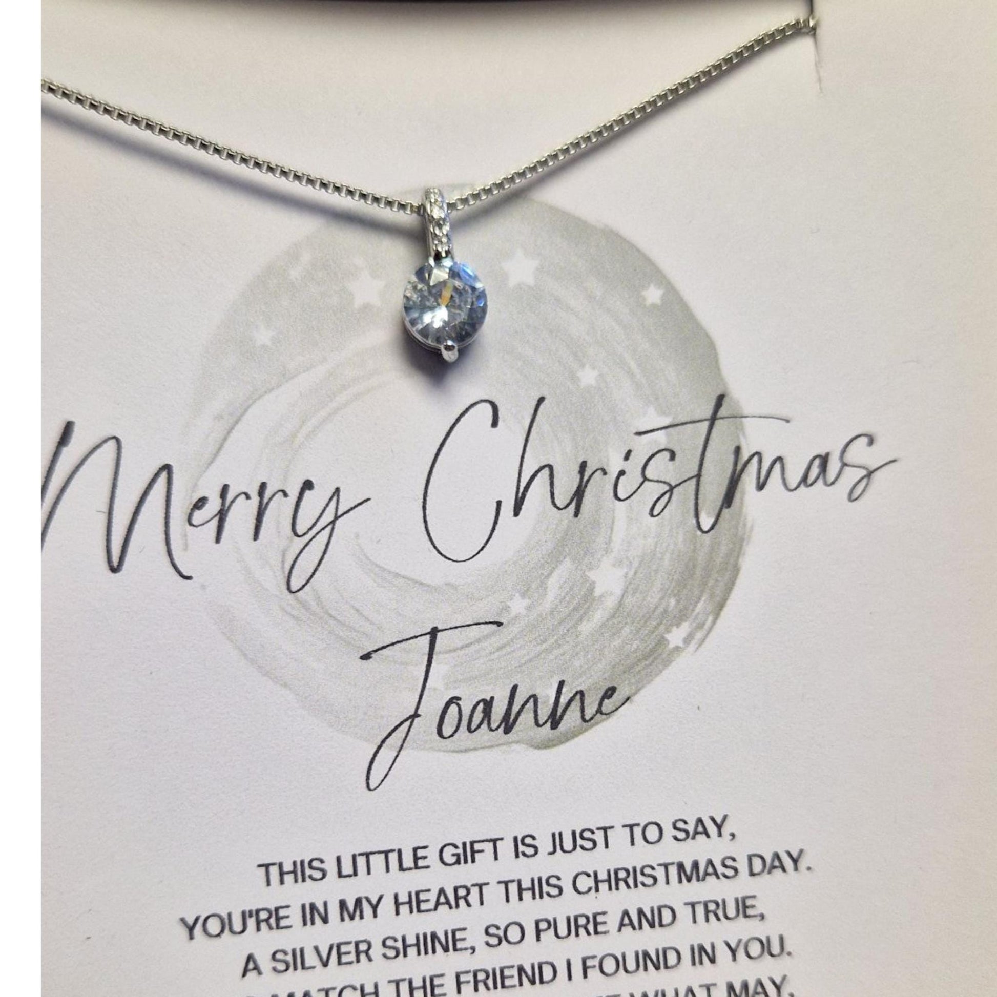 Christmas Gift for Friend Personalised Silver 925 Zircon Christmas Wishes Necklace – Gift Boxed 18" – Custom Holiday Jewellery for Her