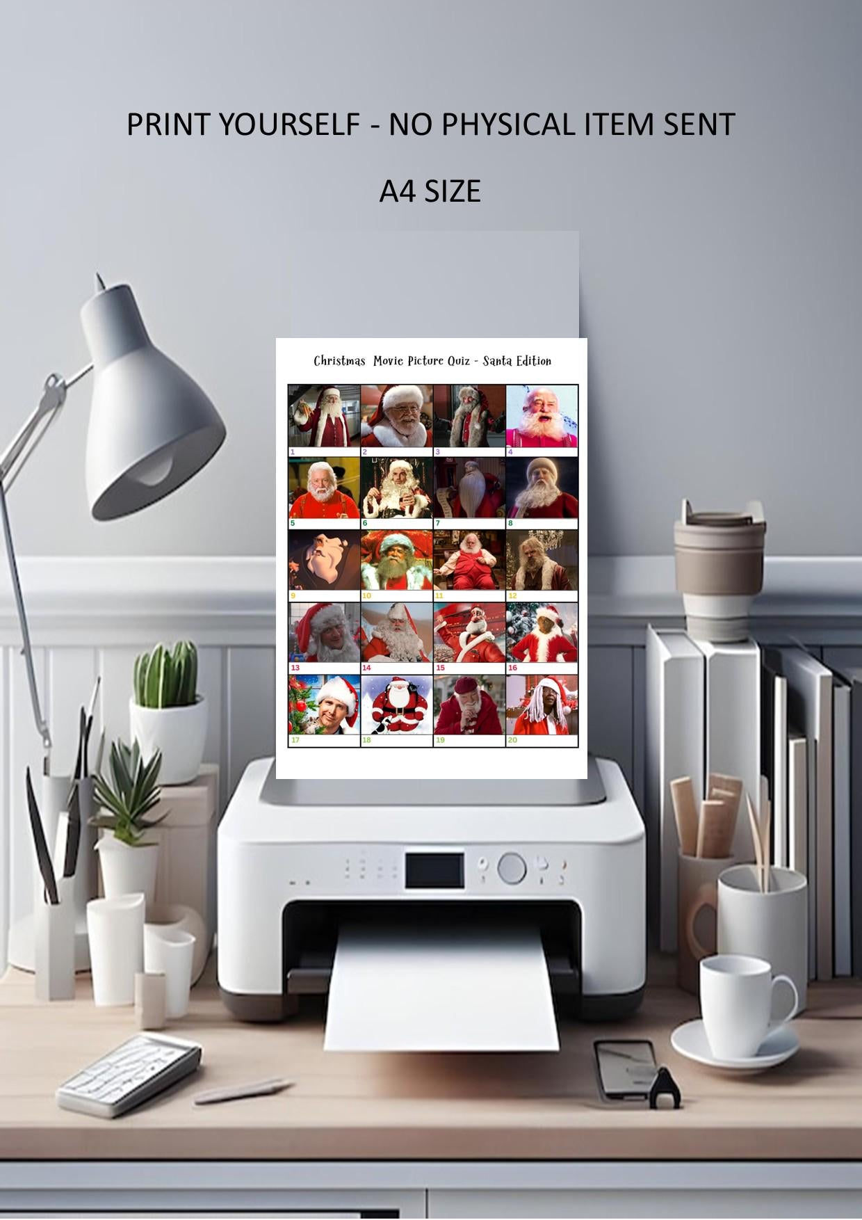 Santa Christmas Movie Quiz | Picture Round | Instant Download | Fun Printable Holiday Game I Print at home