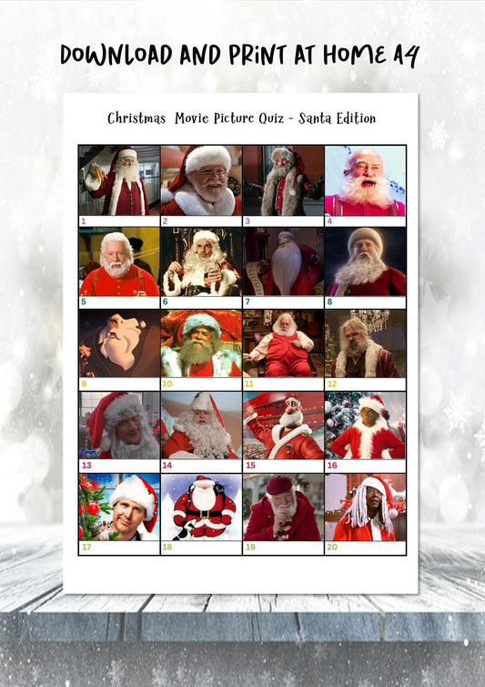 Santa Christmas Movie Quiz | Picture Round | Instant Download | Fun Printable Holiday Game I Print at home