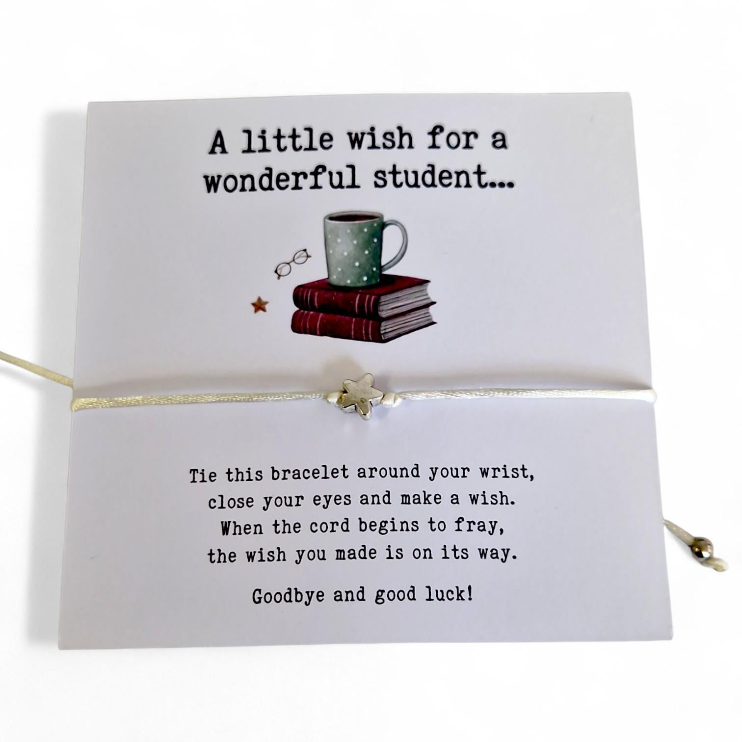 A Little Wish for a Wonderful Student Bracelet | Student Gift | Exam Good Luck Gift | Inspirational Wish Bracelet Class of 2026 - Bulk