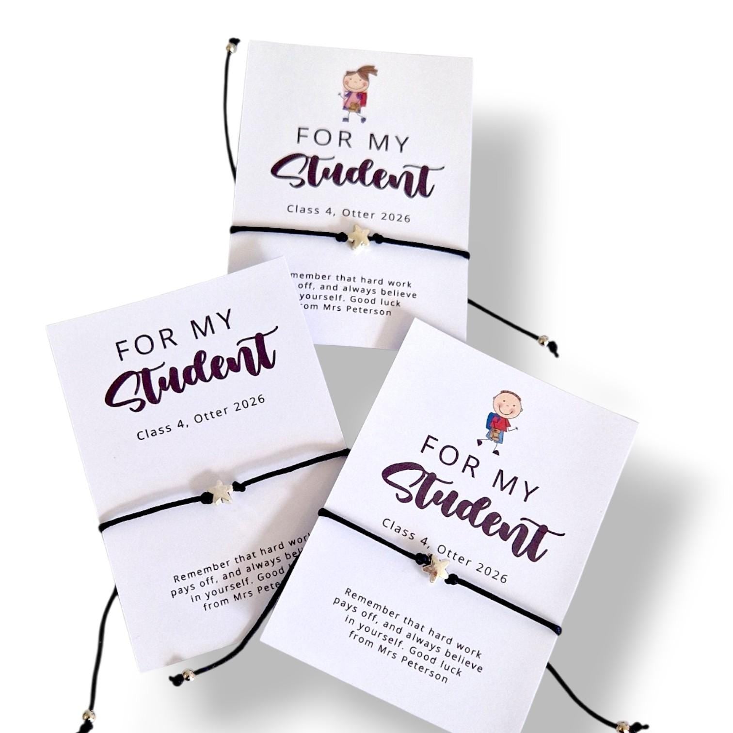 A Little Wish for a my Student Bracelet | Student Gift | Exam Good Luck Gift | Inspirational Wish Bracelet Class of 2026 - Bulk