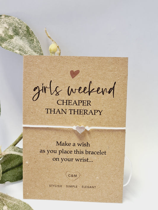 Girls Getaway Gift; Girls Trip; Girls Weekend cheaper than therapy; Wish Bracelet; Girls Road Trip, Wish Bracelet; Girls Weekend Gift - TH7