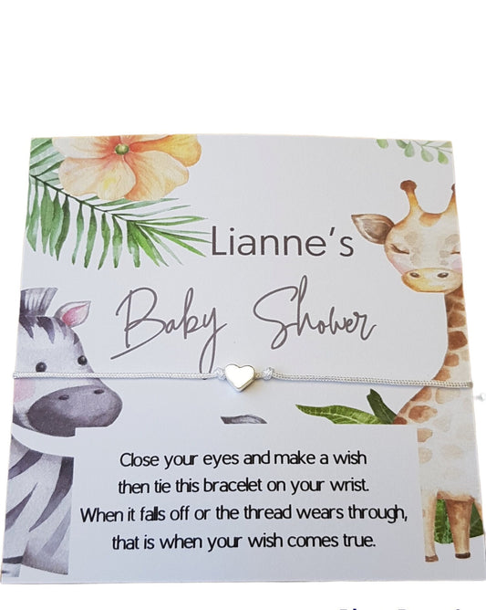 Zoo Animals- Personalised Baby Shower Wish Bracelet, Mummy to Be, Charm String Bracelet, Personalised Gift - Zebra