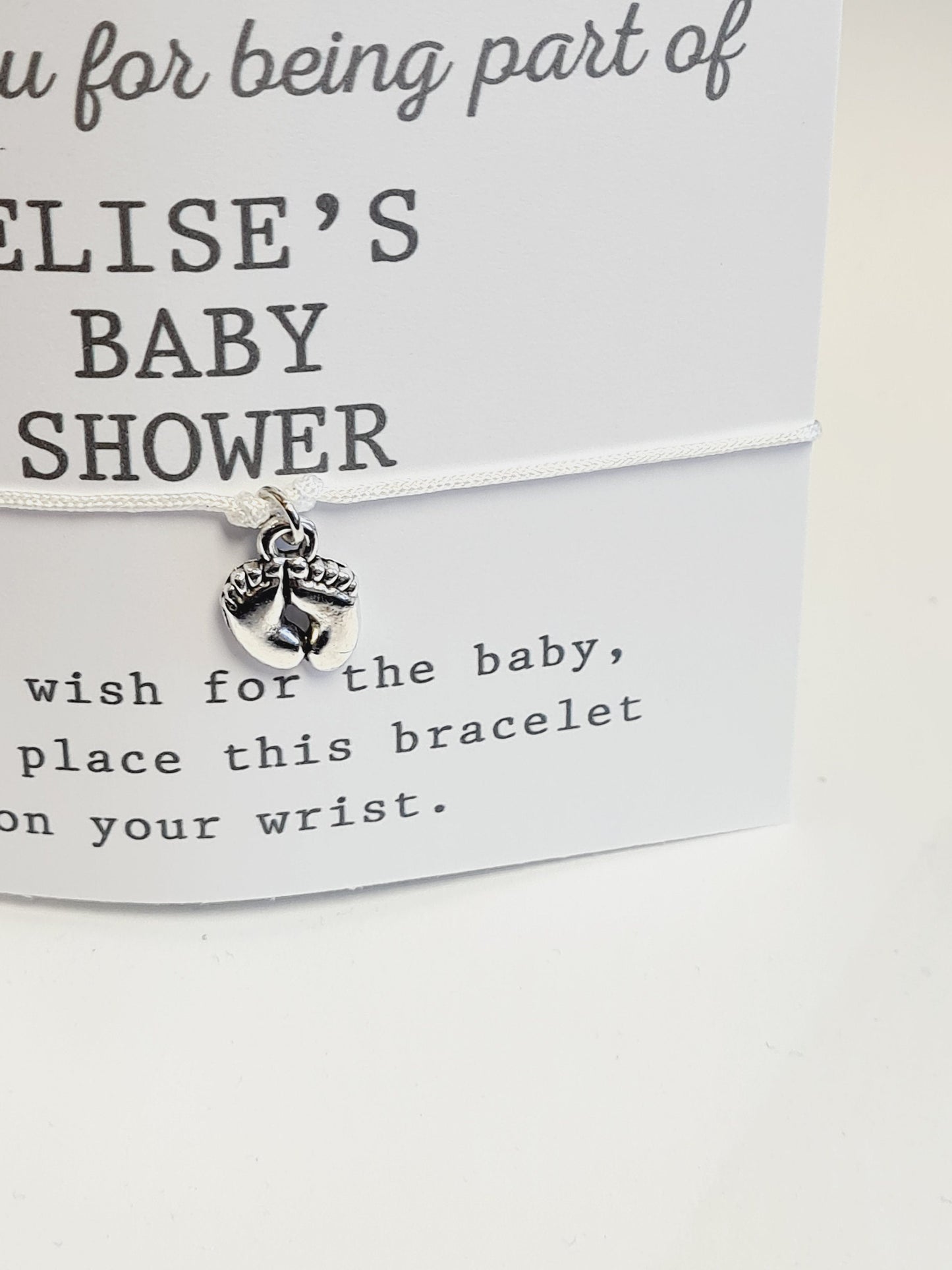 Glitter Heart Design  Personalised Baby Shower Wish Bracelet, Mummy to Be, Charm String Bracelet, Personalised Gift - R86