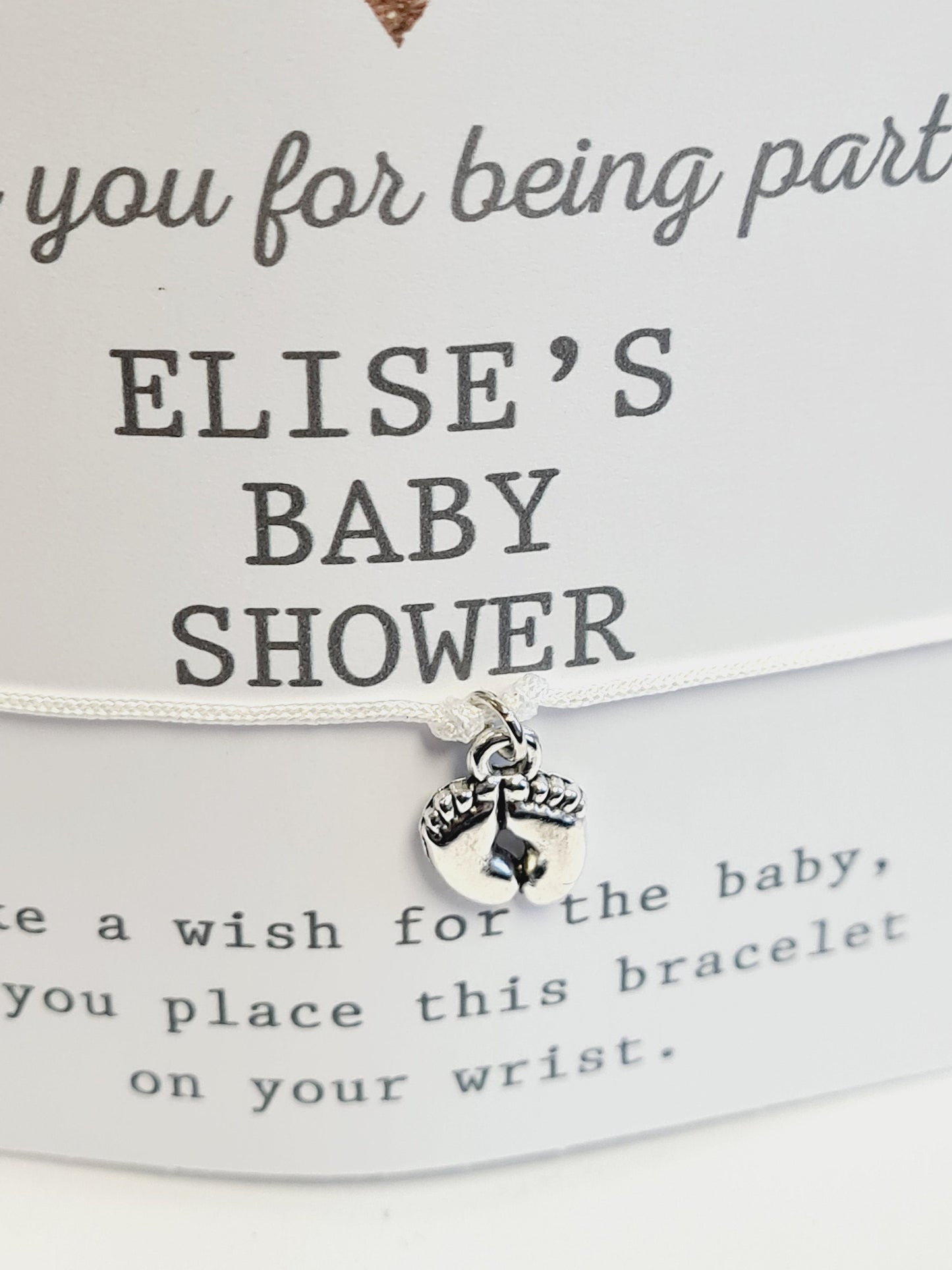 Glitter Heart Design  Personalised Baby Shower Wish Bracelet, Mummy to Be, Charm String Bracelet, Personalised Gift - R86