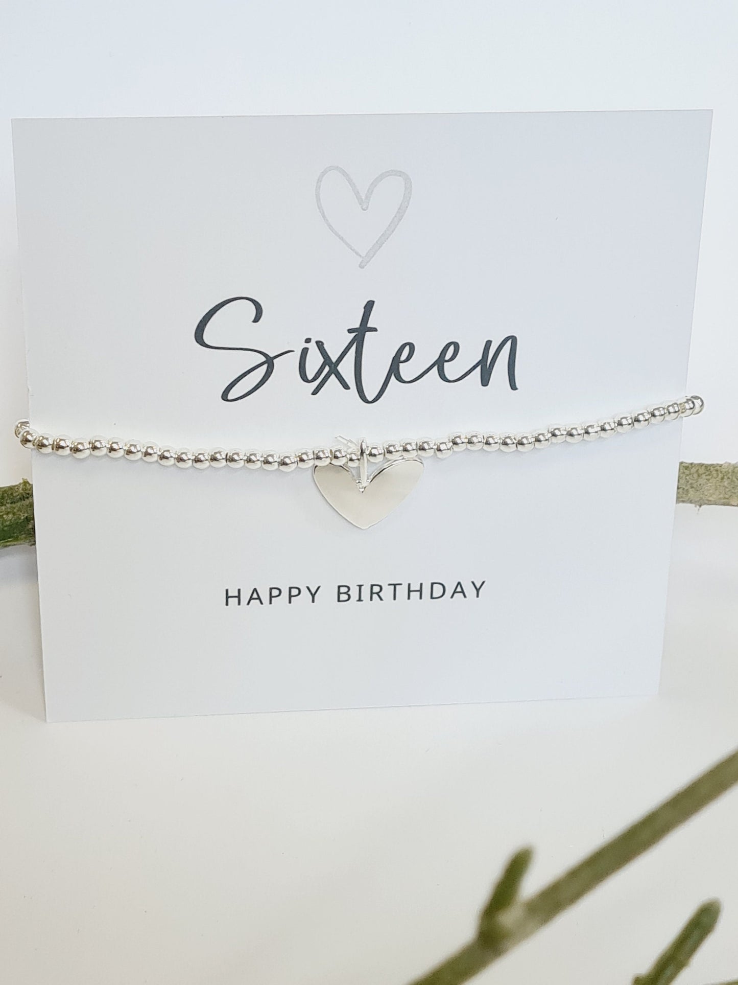 Sixteen happy birthday silver plated -heart charm bracelet, 16th birthday bracelet, 16th birthday gift, happy 16th birthday gift, 16th