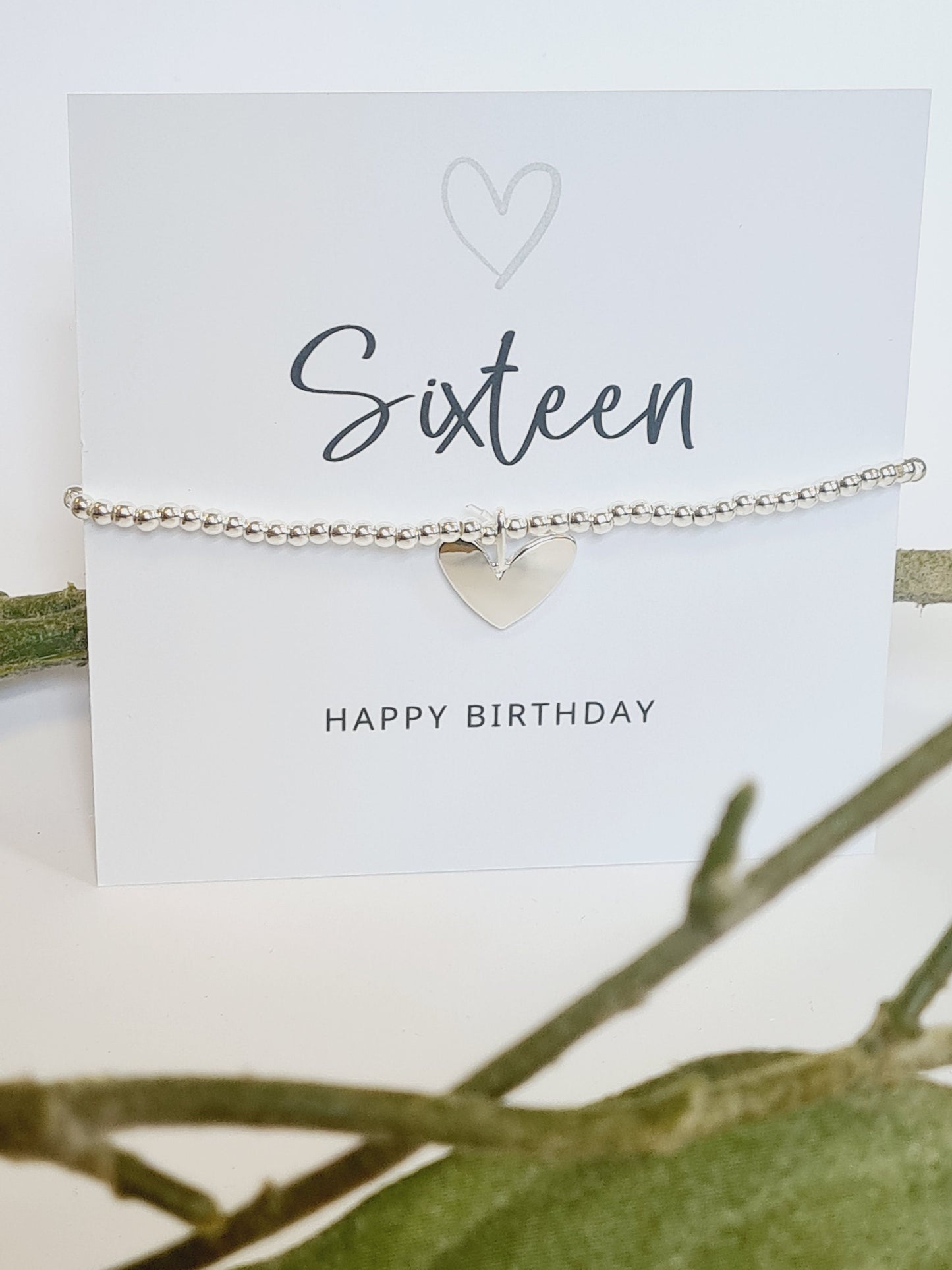 Sixteen happy birthday silver plated -heart charm bracelet, 16th birthday bracelet, 16th birthday gift, happy 16th birthday gift, 16th