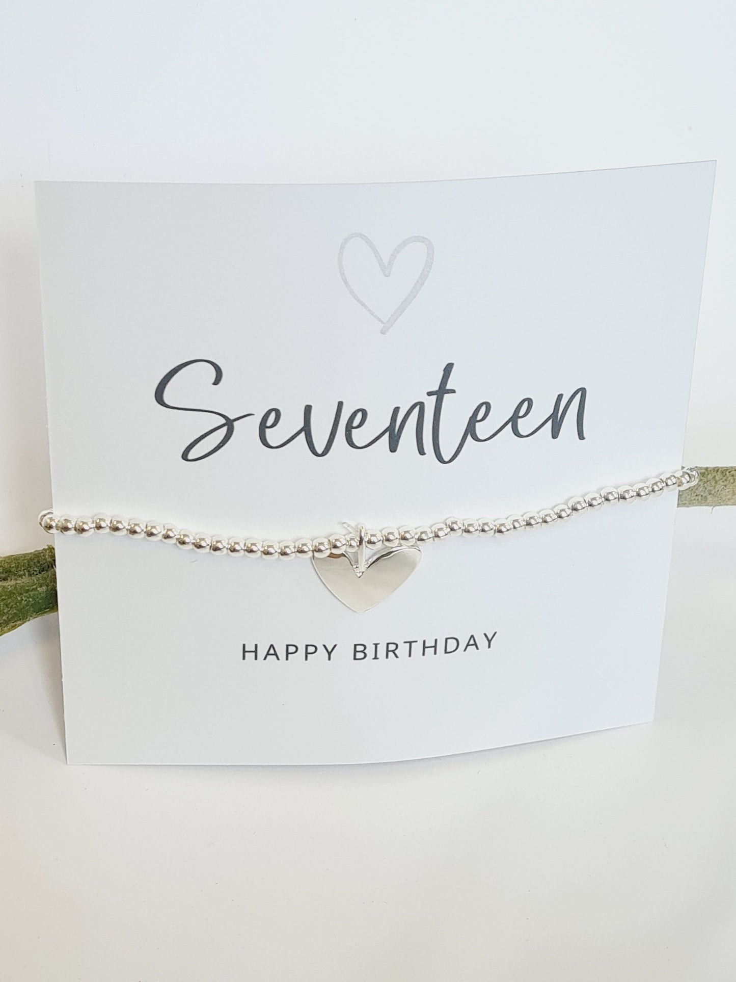 Seventeen happy birthday silver heart charm bracelet, 17th birthday bracelet, 17th birthday gift, happy 17th birthday gift, 17th birthday