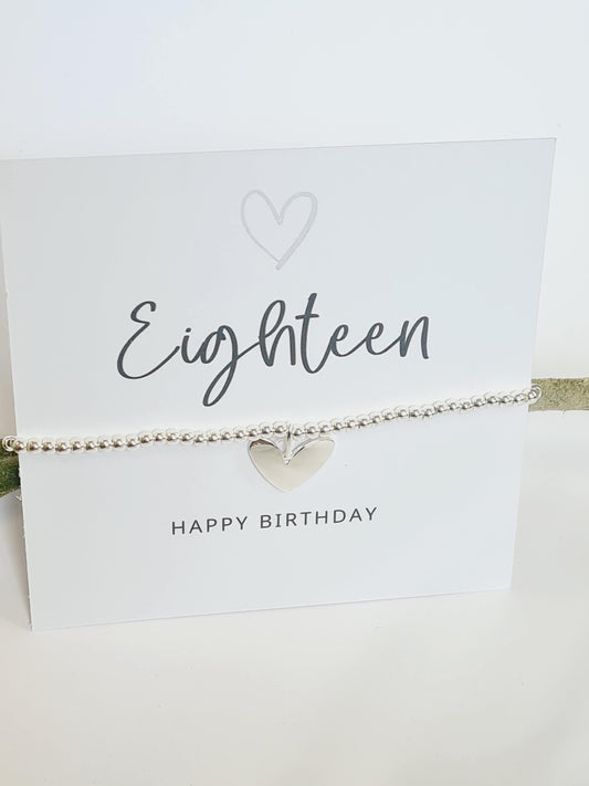 Eighteen happy birthday silver plated heart charm bracelet, 18th birthday bracelet, 18th birthday gift, happy 18th birthday gift E4