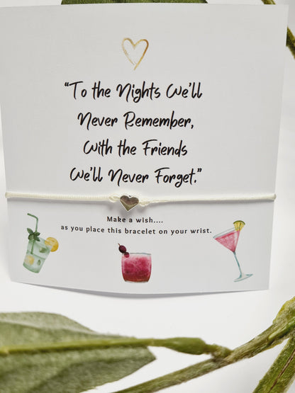 Girls Weekend  2024; Girls Getaway Gift; Girls Trip; Wish Bracelet; To the Nights We'll never remember; Girls Weekend Gift -NR66